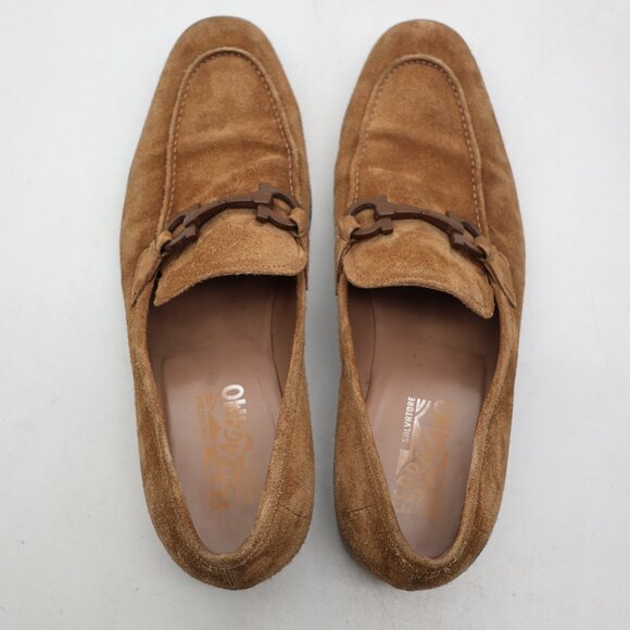 Salvatore Ferragamo Flori 2 Men's 9 EE Beige Suede Loafer Slip On Dress Shoes - Picture 7 of 12